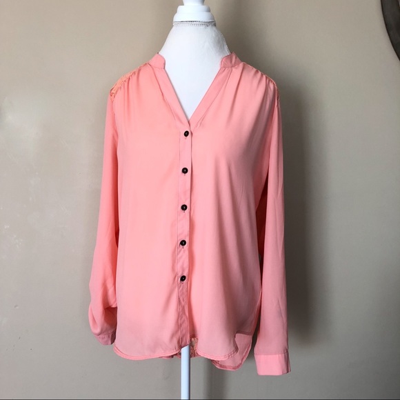 Xhilaration Peach Lace Back Blouse - Picture 3 of 8